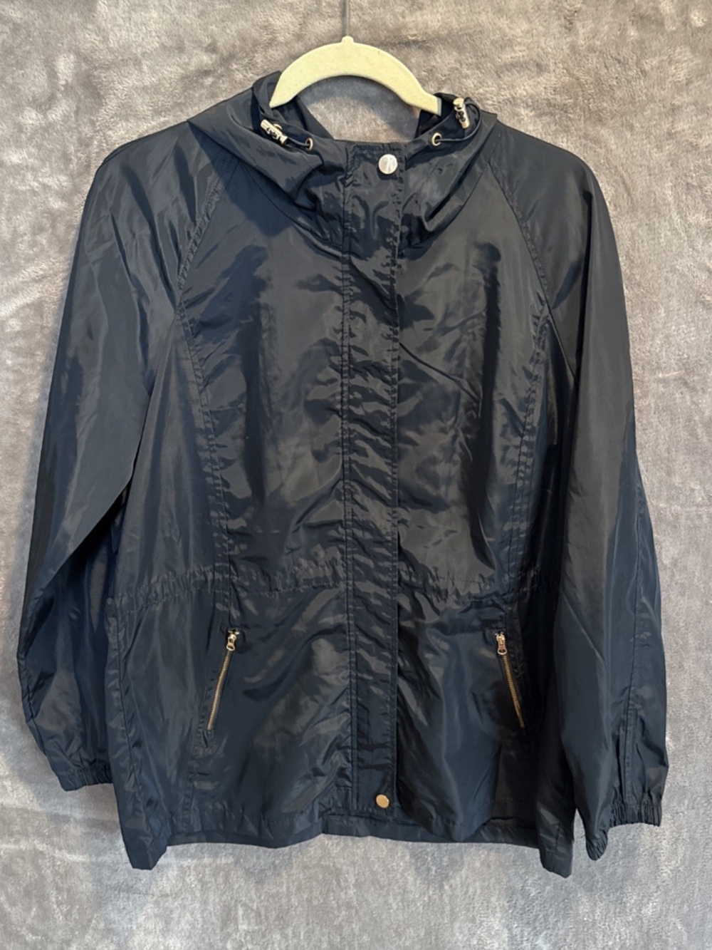 CI SONO Women's Hooded Rain Jacket Navy Blue Size XL